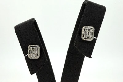 0.37ct Diamond & 18ct White Gold Halo Stud Earrings 1.8g