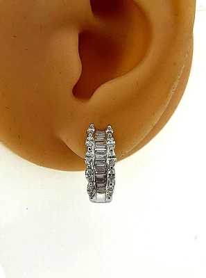 2.00ct Diamond & 18ct White Gold Lever Back Half Huggies Earrings 5.6g