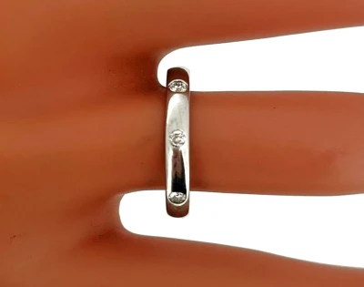 0.24ct Diamond & 9ct White Gold 3mm Wedding Band 2.6g