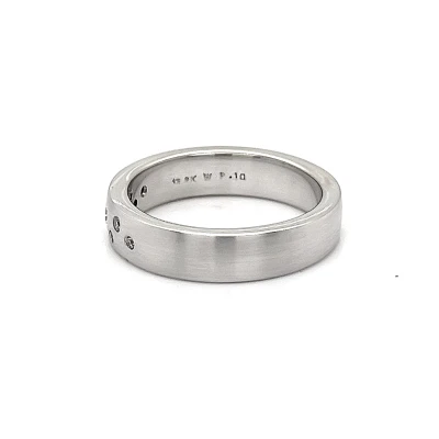 0.10ct Diamond & 9ct White Gold BRUSHED 5mm Slight Court Wedding Band 6.3g