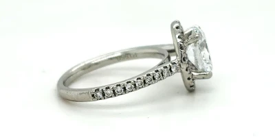 1.30ct Lab Grown Diamond & Platinum Halo Solitaire Ring 3.6g