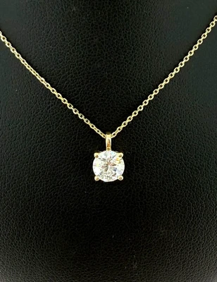1.00ct Lab Grown Diamond & 9ct Gold Solitaire Pendant 16/18 Inch