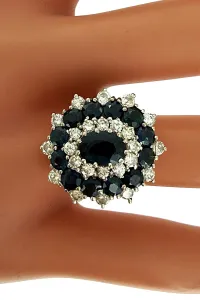 3.00ct Sapphire & 0.84ct Diamond Cluster Ring - 18ct White Gold 7.0g
