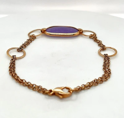 9ct Rose Gold & Lavender Quartz Bracelet 4.9g 7.5inch