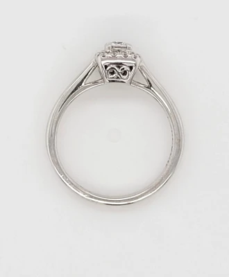 0.25ct Diamond & 18ct White Gold Halo/Solitaire Ring 3.0g Size J