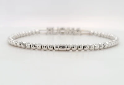0.23ct Diamond & 18ct White Gold "Amour" Ball Bangle 7.9g