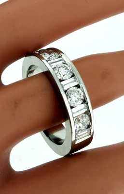 1.60ct Lab Grown & Platinum 6mm Wedding/Eternity Band 20.6g