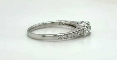 0.61ct Diamond & Platinum Trilogy Ring 3.9g Size L