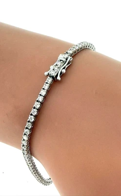 2.00ct Diamond & 18ct White Gold Tennis Bracelet 7.25 inch 8.0g