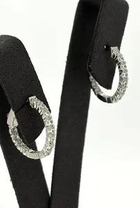 Solid Silver & Cubic Zirconia Hinged Huggies Style Hoop Earrings 4.0g ( 20 x 20 x 2.8mm )