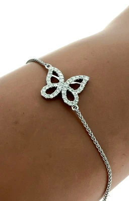 0.30ct Diamond Butterfly Adjustable Bracelet 3.8g 7.5inch