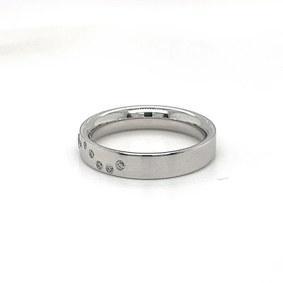 0.20ct Diamond & Platinum 4mm Sligh Court Wedding Band 7.2g