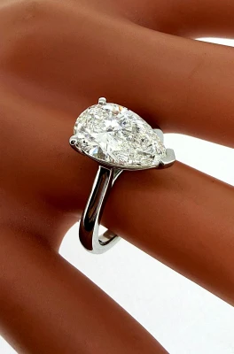 3.04ct Lab Grown Diamond & Platinum Solitaire Ring 7.0g