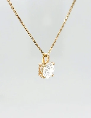 0.75ct Lab Grown Diamond & 9ct Gold Solitaire Diamond Pendant 16/18 Inch