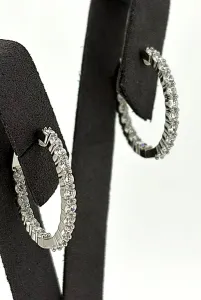 Solid Silver & Cubic Zirconia Hinged Hoop Earrings 5.6g ( 25 x 25.5 x 2.5mm )