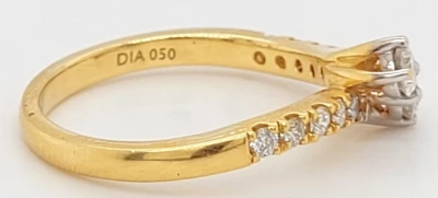 0.50ct Double Diamond & 18ct Gold Solitaire Ring 3.7g Size N