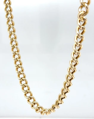 9ct Gold 6.1mm Deep Linked Curb Chain 22 Inch 19.7g