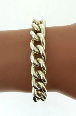 Solid Sterling Silver 10mm Traditional Curb Bracelet 58.4g ( upto 9 inch)
