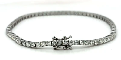 3.11ct Diamond & 18ct White Gold Tennis Bracelet 6.9g 7.5 Inch
