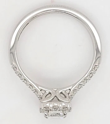 1.58ct Lab Grown Emerald Cut Diamond & Platinum Halo Solitaire Ring 5.7g