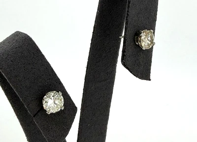 1.31ct Diamond & 18ct White Gold Solitaire Stud Earrings 1.9g