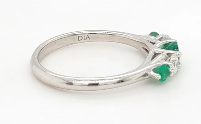 0.63ct Emerald & Diamond Eternity Ring 18ct White Gold 3.2g Size N