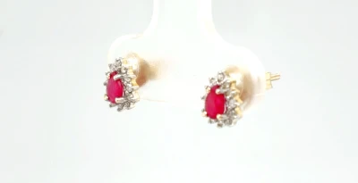 0.40ct Ruby & 0.15ct Diamond Stud Earrings 9ct Gold 0.9g