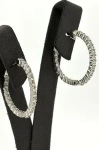 Solid Silver & Cubic Zirconia Hinged Hoop Earrings 7.9g ( 31 x 31 x 2.5mm )