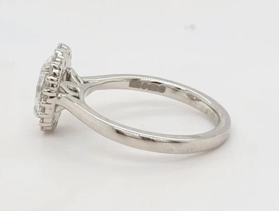 1.26ct Lab Grown Diamond & Platinum Halo Solitaire Ring 6.0g