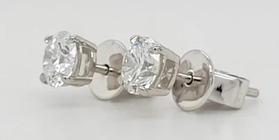 1.00ct Lab Grown Diamond & Platinum Solitaire Stud Earrings 2.6g