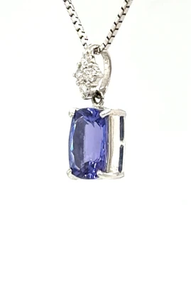 2.35ct Tanzanite & 0.10ct Pendant - Platinum 5.9g 16 Inch