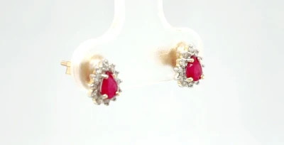 0.40ct Ruby & 0.15ct Diamond Stud Earrings 9ct Gold 0.9g