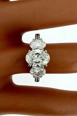 2.75ct Lab Grown Diamond & Platinum Trilogy Ring 6.2g