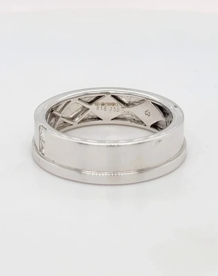 0.10ct Diamond & 18ct White Gold " AMOUR" Wedding Band 7.2g