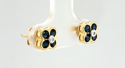0.74ct Sapphire & 0.02ct Diamond Stud Earrings 9ct Gold 1.5g