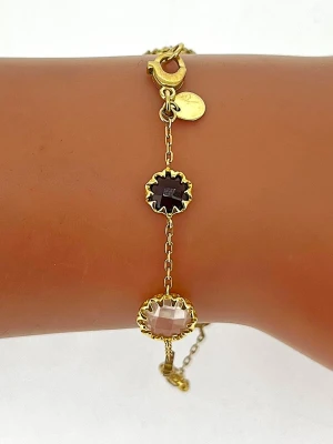 6.50ct Multi Gem Stone & 9ct Gold Fancy Bracelet 6.6g 7.5inch