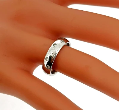 0.07ct Diamond & 18ct White Gold 5mm Court Band 6.3g