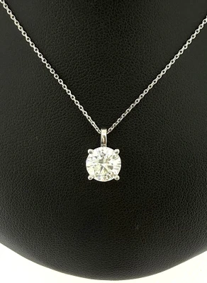 2.04ct Lab Grown Diamond & 9ct White Gold Solitaire Pendant 16/18 Inch