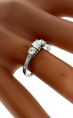 0.61ct Diamond & Platinum Trilogy Ring 3.9g Size L