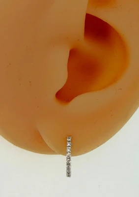 0.17ct Diamond & 9ct White Gold Small Diamond Hoop Earrings 1.3g