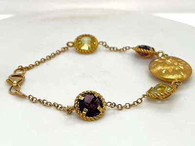 8.00ct Citrine & Amethyst Bracelet 9ct Gold 7.5g / 7.5inch