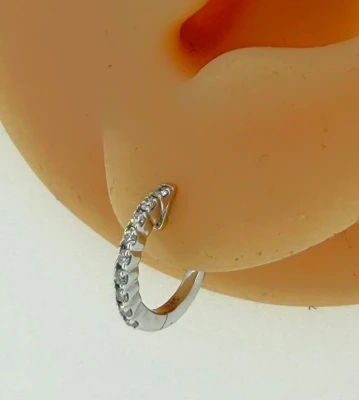 0.17ct Diamond & 9ct White Gold Small Diamond Hoop Earrings 1.3g
