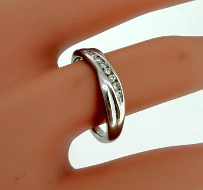 0.10ct Diamond & 9ct White Gold Eternity/Wedding Band  2.2g