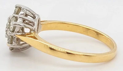 1.00ct Diamond & 18ct Gold Cluster Ring 3.6g Size M