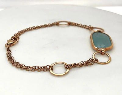 9ct Rose Gold & Quartz Bracelet 5.0g 7.5inch