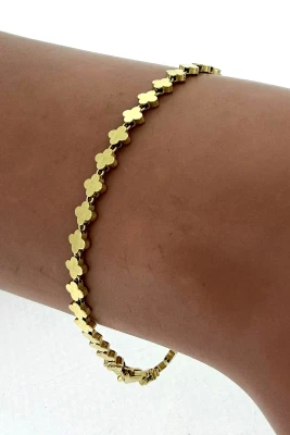 9ct Gold 3.7mm Fancy Clover Linked Bracelet 7.5 Inch