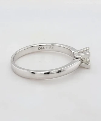 0.50ct Diamond & 18ct White Gold Solitaire Ring 3.6g Size Q