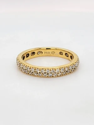 0.38ct Diamond, & 18ct Gold Pave Set Wedding/Eternity Full Band 3.4g