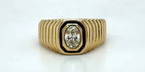 0.57ct Oval Diamond & 14ct Gold Signet Ring 8.2g