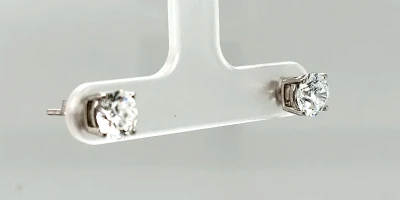 2.01ct Lab Grown Diamond & 9ct White Gold Solitaire Stud Earrings 1.8g